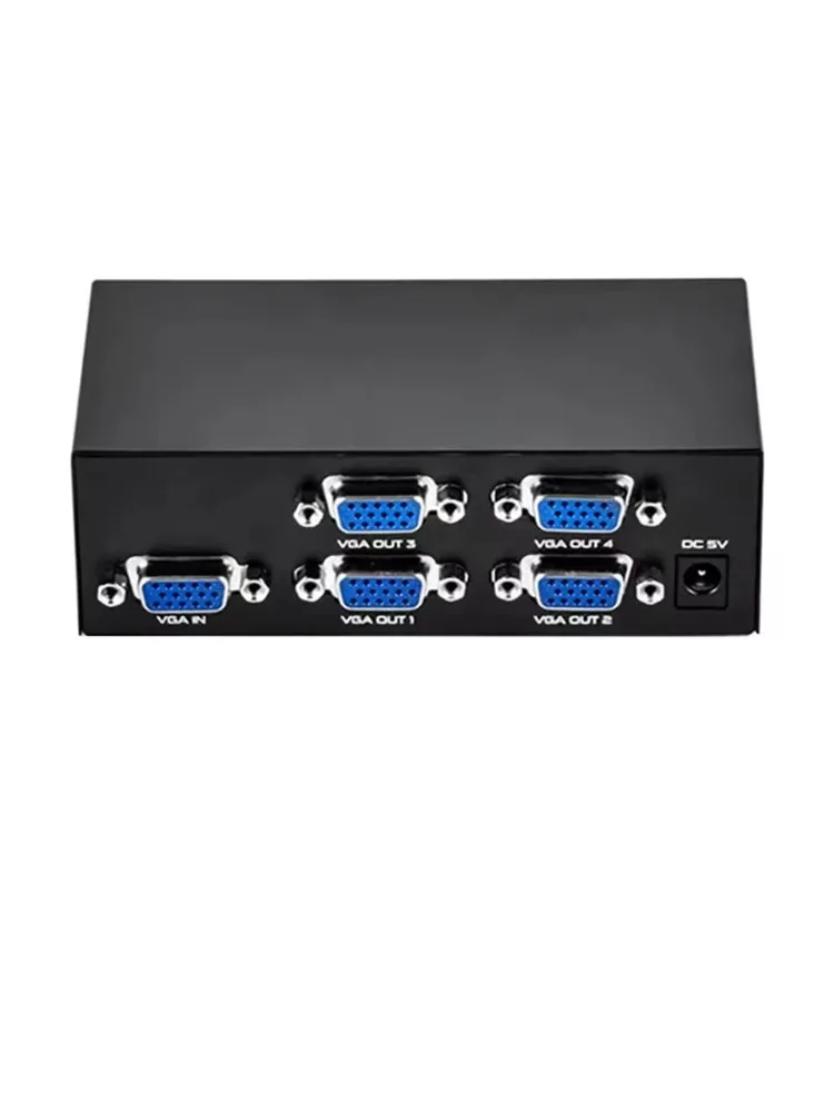 Rozdzielacz VGA 4-portowy 1x4, wzmacniacz sygnału wideo VGA HD 1 do 4 portów, 200MHz, obsługa 1920x1440 z zasilaniem do adaptera VGA — zdjęcie produktu 7