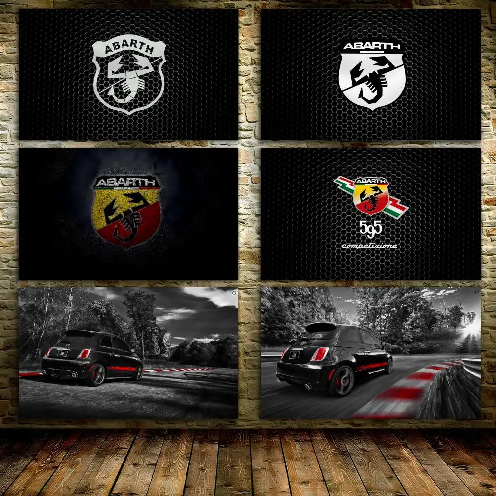 A-Abarth Rennwagen-Flaggen, individuelles Wandbehang-Kunstbanner für Schlafzimmer, Zuhause, Wohnzimmer, Außendekoration