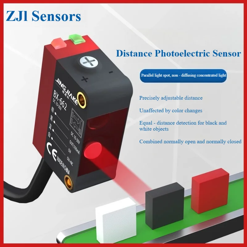 BX662 Intelligent Diffuse Reflection Background Suppression Photoelectric Unaffected by Color Distance Adjustable Sensor
