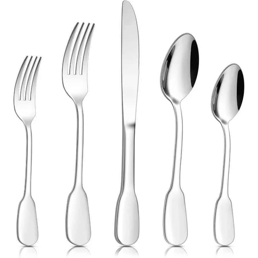 18 10 Juego de cubiertos de 40 piezas de cubiertos de acero inoxidable Servicio para 8 vajilla de metal Juegos de utensilios para comer para el hogar Re