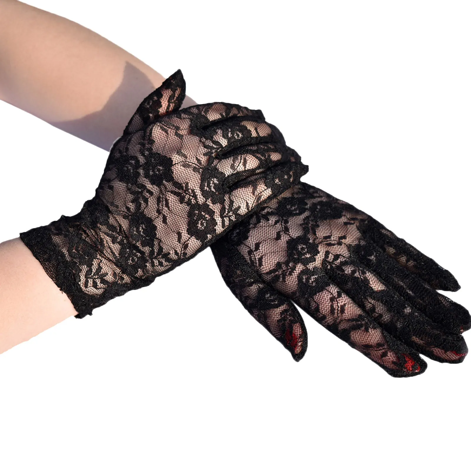 1pc Sexy Transparentes Lace Black White Mesh Tulle Glove Spring Summer Thin Short Glove Club Prom Party Dancing Dress Glove