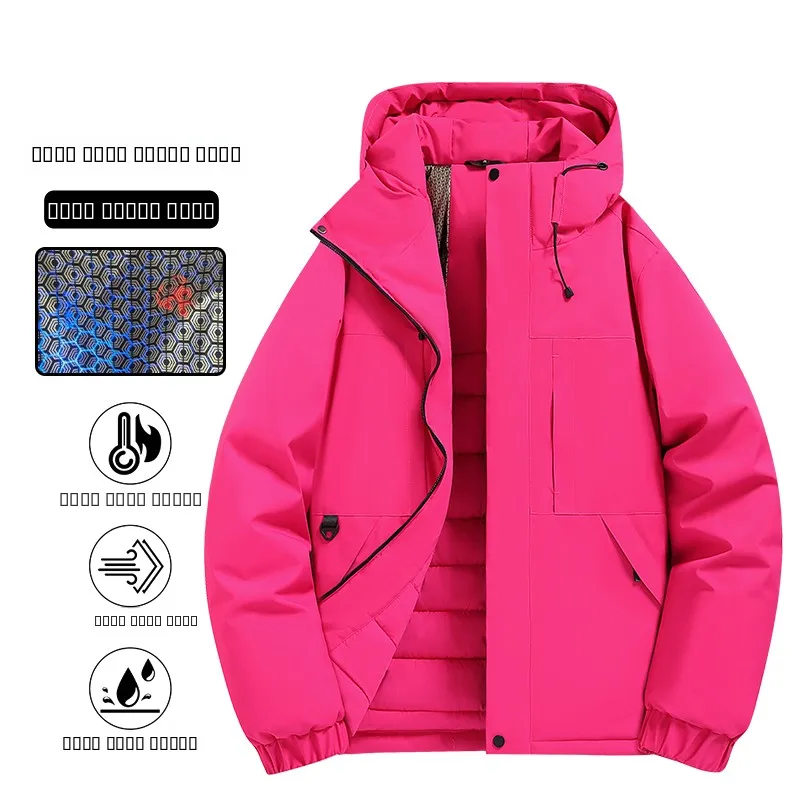 

Thiened aphene Cotton Jaet for Men And Women Youth Faion Stand Fit Hooded Zipper Closure Long Sve Warm Winter Coat