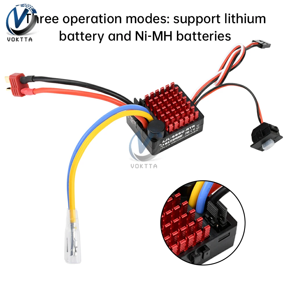 2-3S 60A ESC 브러시 전자 속도 컨트롤러 1060 RTR 6V/2A 방수 BEC 1/10 RC 축 SCX10 TRX4 D90 MST CFX EX86100