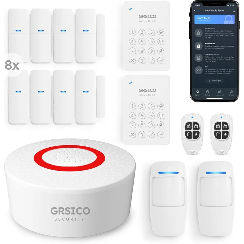 Wireless Home Alarm System 15-Piece Kit, WiFi Alarm System for Home Security with Phone APP Alert