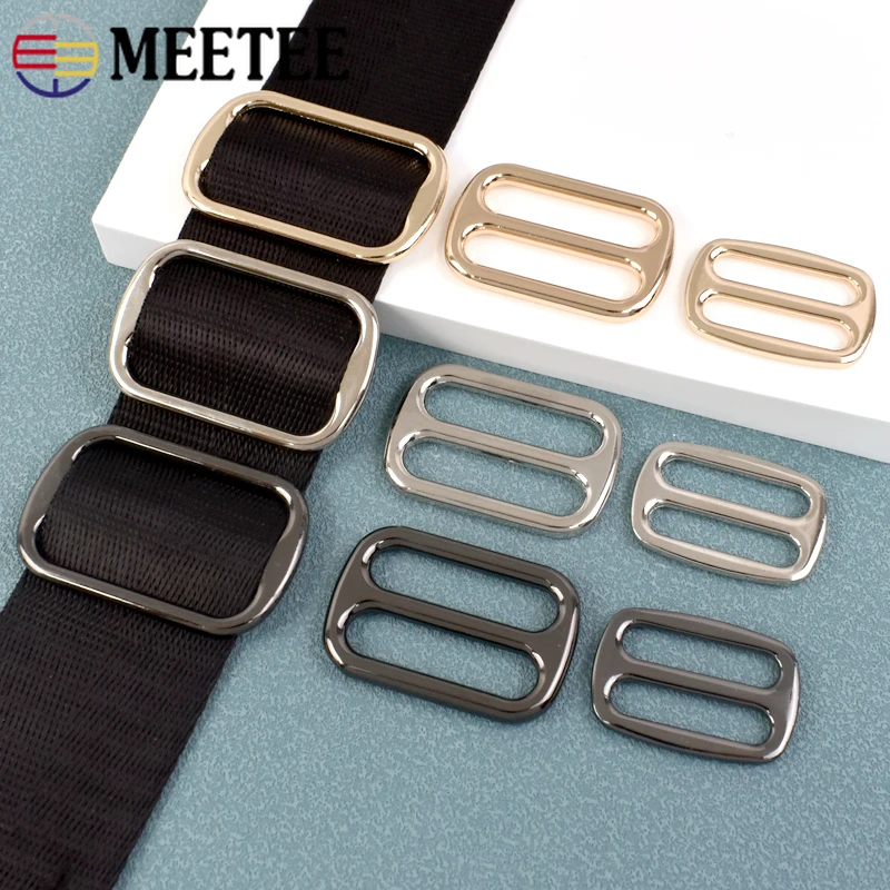 10Pcs Meetee 25/32/38mm Metal Bags Strap Adjust Slider Clasp Tri-Glide Buckle Handbags Belt Hooks Webbing DIY Hardware Accessory