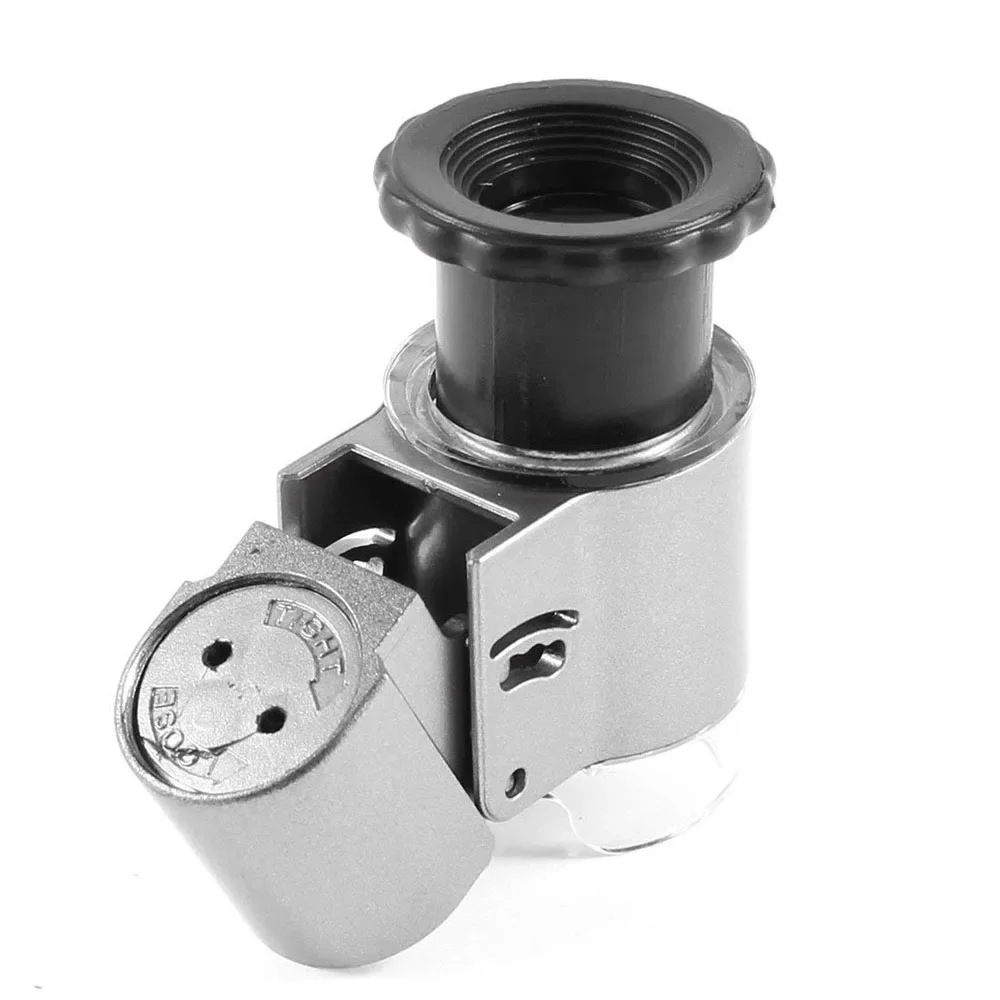 50X Pocket Jewelry Microscope Magnifier Loupe Magnifying Glass with 2 White LED Lights and 1 UV LED Light