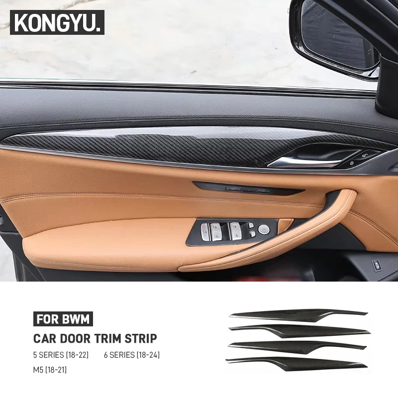 

Для BMW 5 6 серии G30 G32 G38 F90 M5 6GT настоящая сухая внутренняя дверная панель автомобиля из углеродного волокна, декоративная наклейка, аксессуары