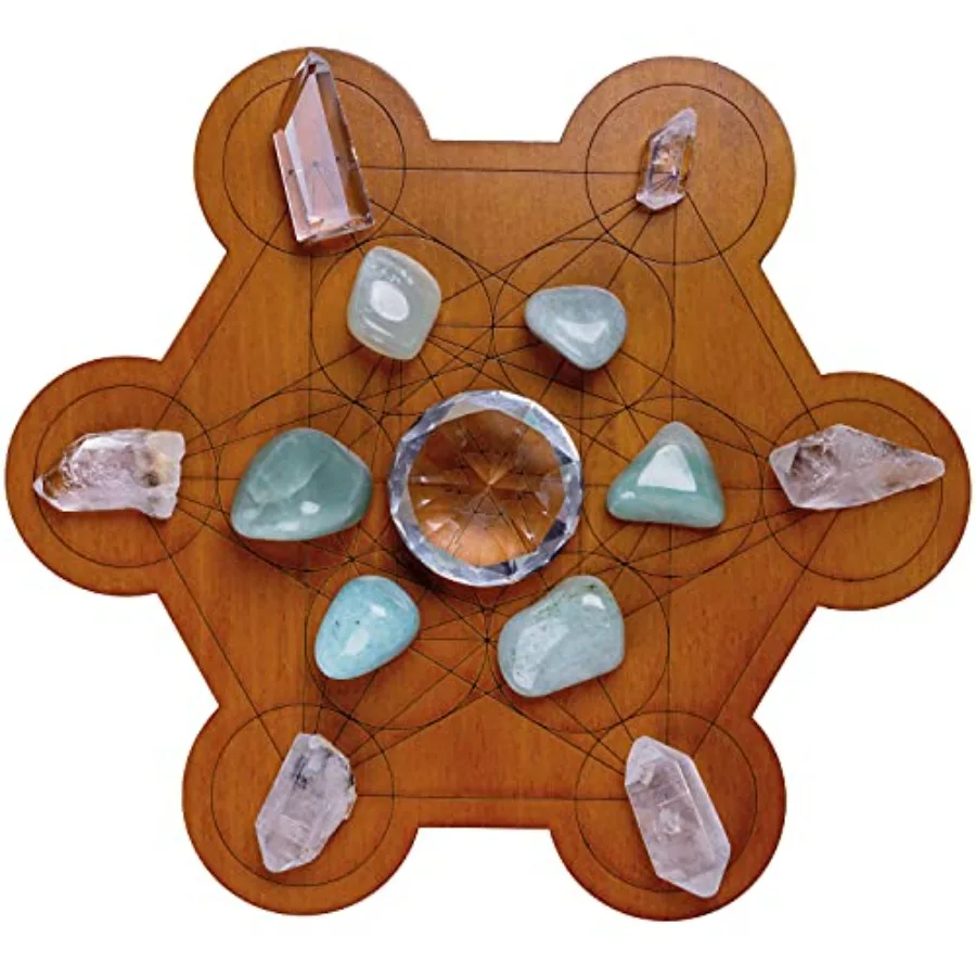 

Crystal Grid Board for Stones 10" Diameter Metatron's Cube Sacred Geometry Board Amplify the Power of Your Crystals Chakra Grid