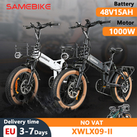 SAMEBIKE XWLX09-II E-Bike 1000W Motor 48V15AH Battery City Foldable Electric Bicycle Aldult 20*4.0-inch Fat Tires Electric Bike