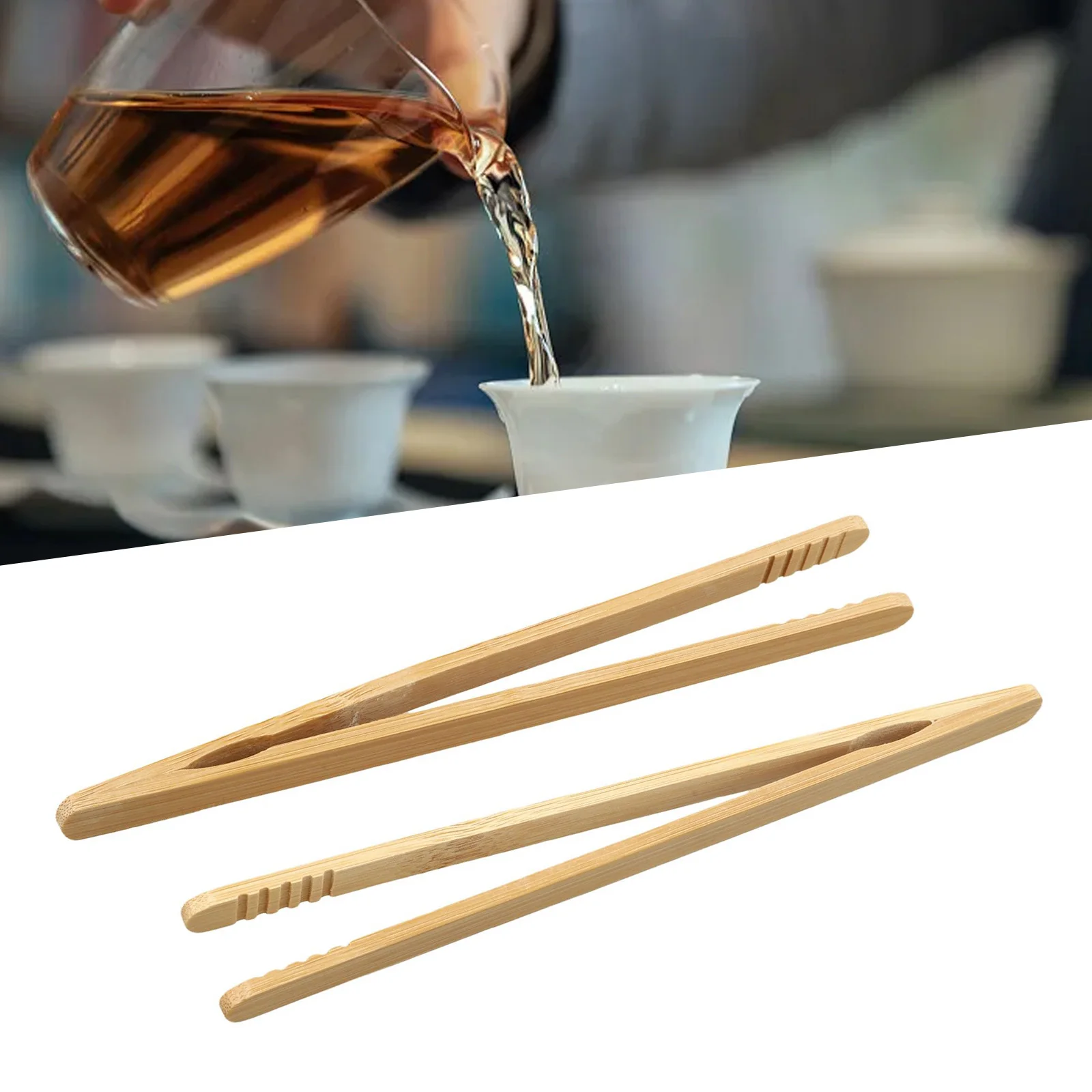 Hot Sale Bamboo Wooden Tea Clips Kitchen Food Tongs Salad Toast Tong Tweezer Ice Sugar Tea Clip Teaware Accessories Christmas