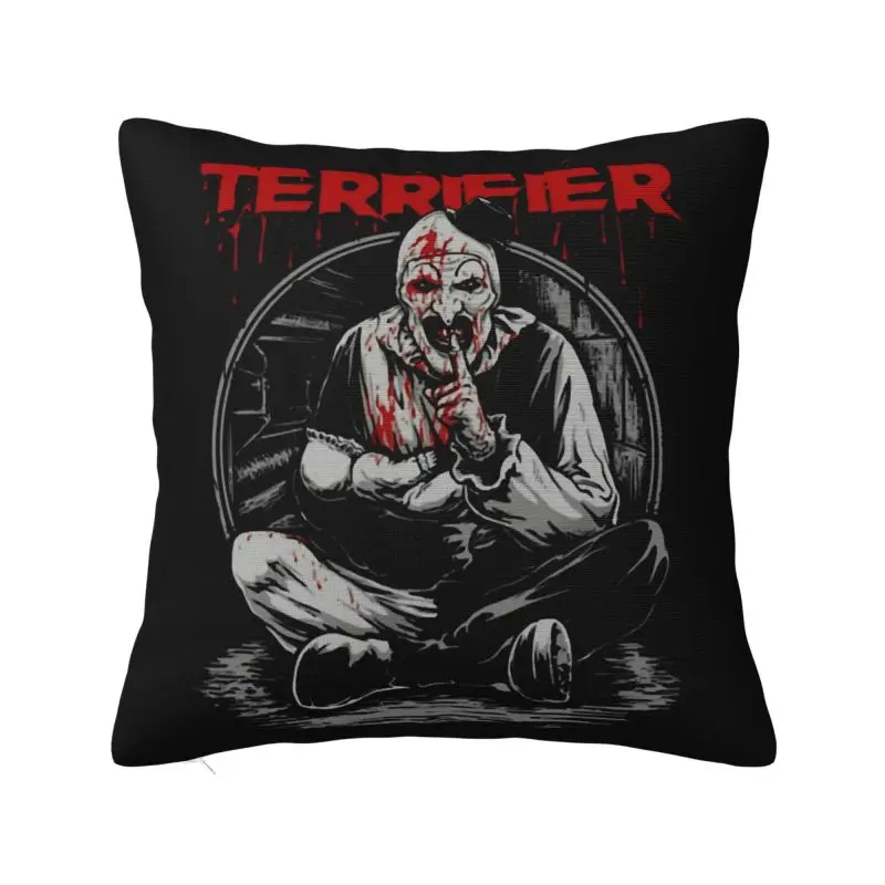 Horror Halloween Movie Terrifier Clown Throw Pillow Case 50*50cm for Sofa Cushion Cover Square Polyester Pillowcase