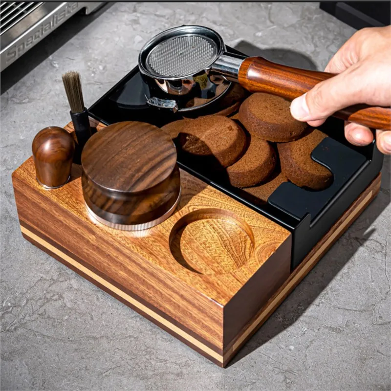 Imagem -02 - Universal Coffee Tamper Stand Holder Espresso Distribuidor Rack Walnut Maker Tools Barista Acessórios 51 mm 54 mm 58 mm