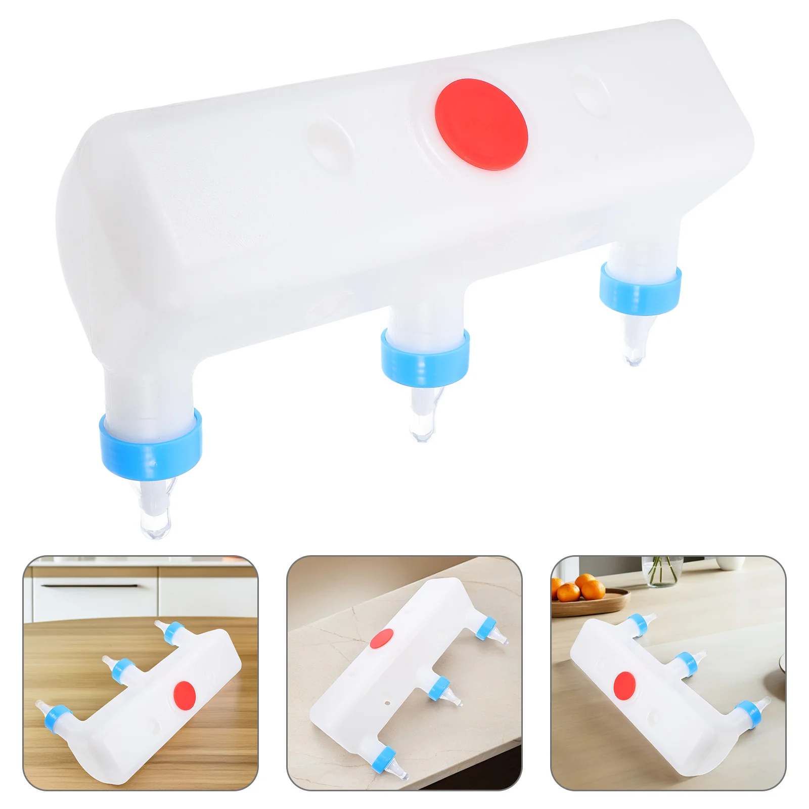

3-Pacifier Feeding Device for Lambs Cows Goats Plastic Material Farm Animal Feeder Pet Supplies Lightweight Easy Use Storage