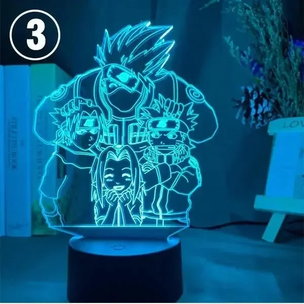 Naruto Kakashi Anime Characters 3D LED Night Lights 7 Color/16 Color Variable Model Action Logo Lighting Lamp Party Decoration