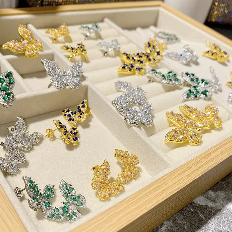 

Муассанит MDL. StylePaparacha кольцо с розовым драгоценным камнем и бабочкой, развевающееся позолоченное кольцо с цирконием для женщин