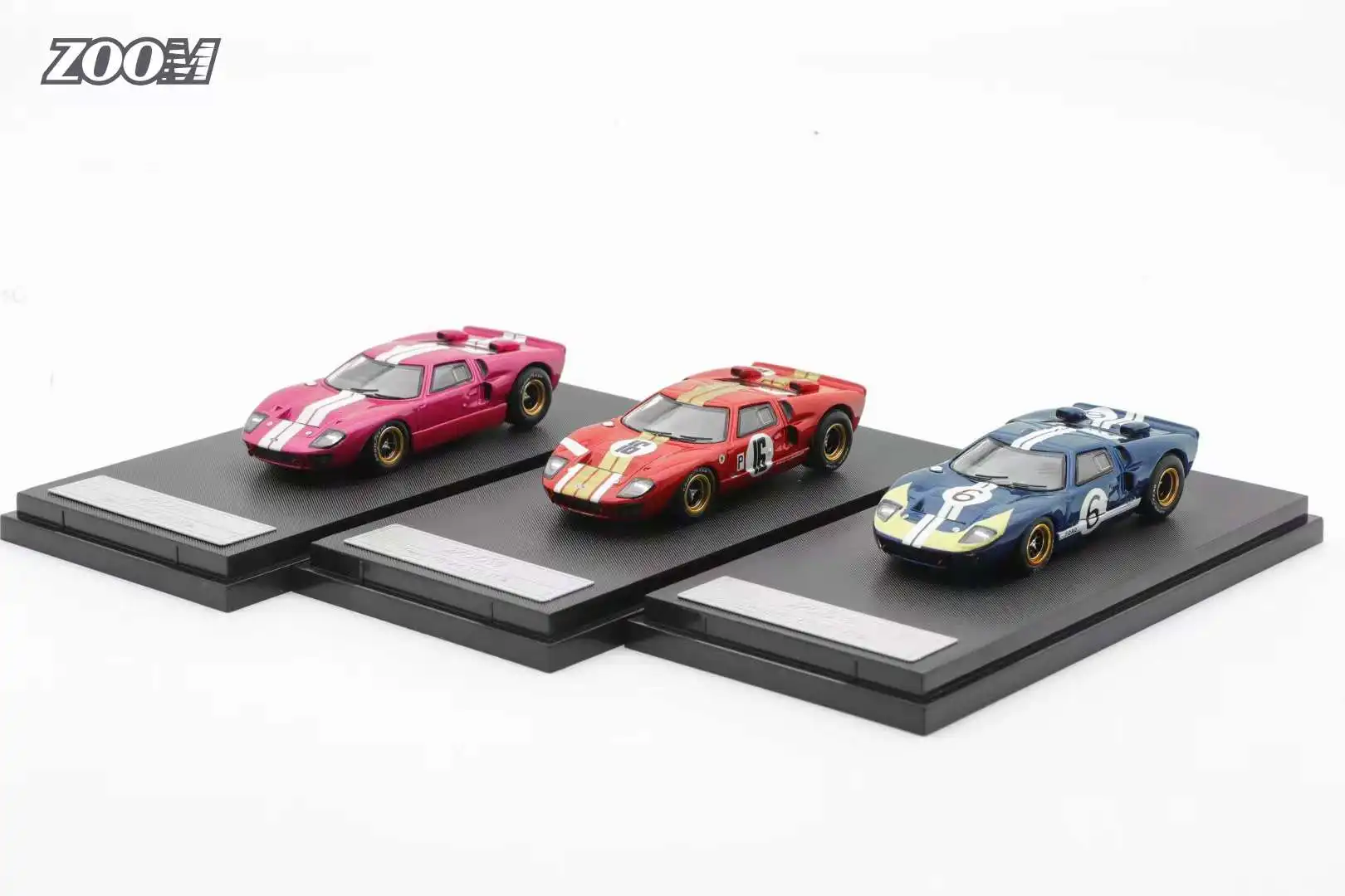 

ZOOM 1:64 Ford GT40 Mk II 2 Pink Red Blue Diecast Model Car