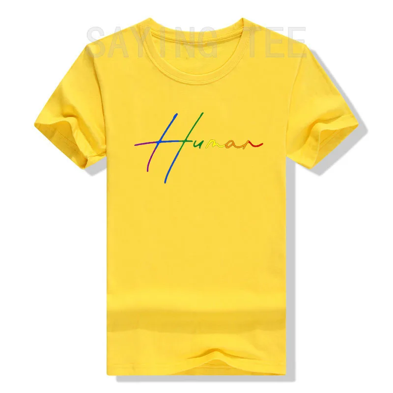 Human LGBTQ Gay Pride T-Shirt LGBT Gift Human-Rights Ally Proud Graphic Tee Tops Fashion Letters Printed Short Sleeve Blouses