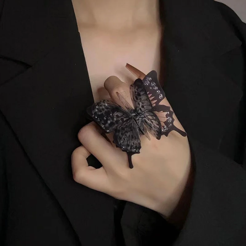 Punk Butterfly Ring Black Exaggerate Gothic Three-Dimensional Vintage Ring Gift vintage accessories