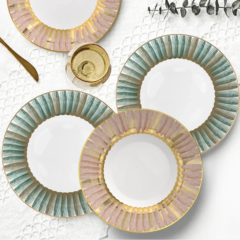 Creative Geometric Phnom Penh Bone China Western Food Plate, Steak Plate, Fish Plate