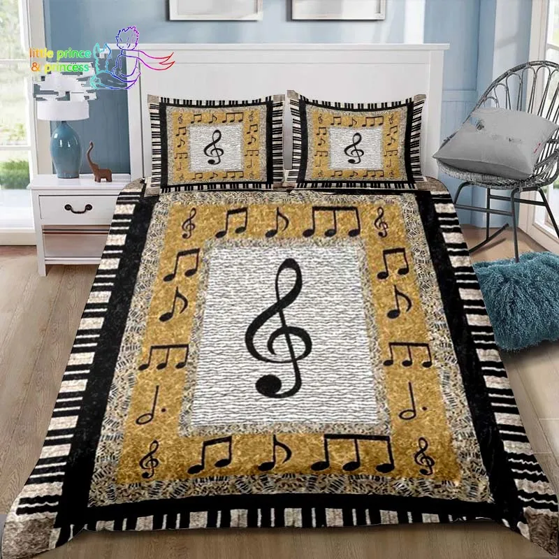 Imagem -05 - Music Note Bedding Conjunto para Adultos e Crianças Solteiro Twin Completo Queen Cama King Size Instrumento Presente no Quarto