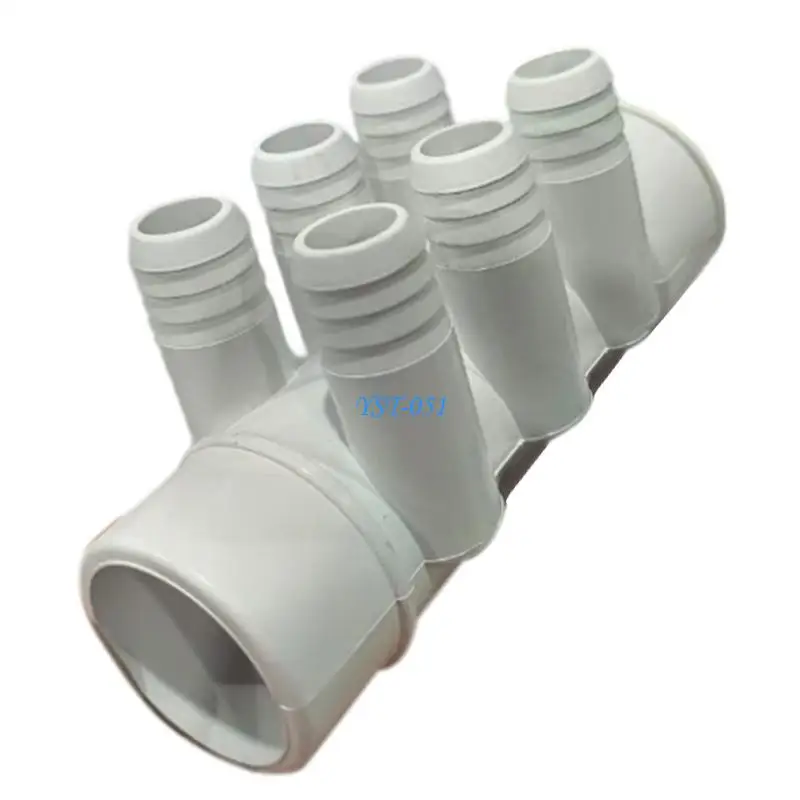 E15A PVC 6 Port Water Manifold Connector 1.5 to 3/4in for Bathtub Pipe Distribution