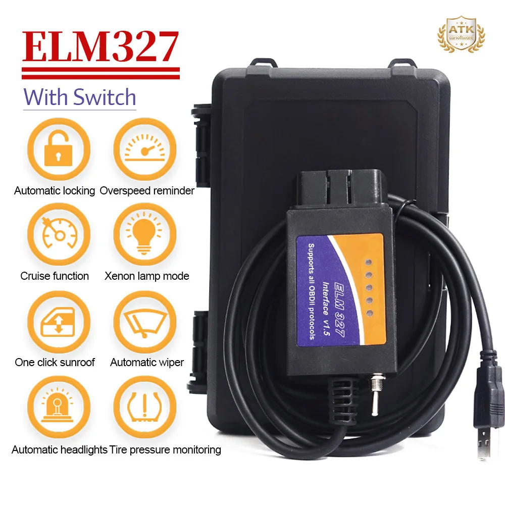 Câble ELM327 OBD2 avec interrupteur HS-CAN & MS-CAN pour activer les fonctionnalités cachées de 2006 à 2016, verrouillage automatique, rappel de vitesse.
