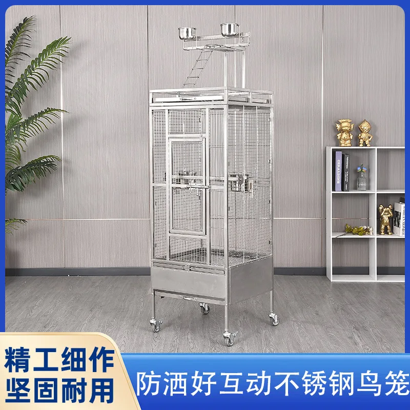 

Extra Large Stainless Steel Bird Cage Large Peony Cockatoo Large Cage Luxury Parrot Splash-proof Bird Cage