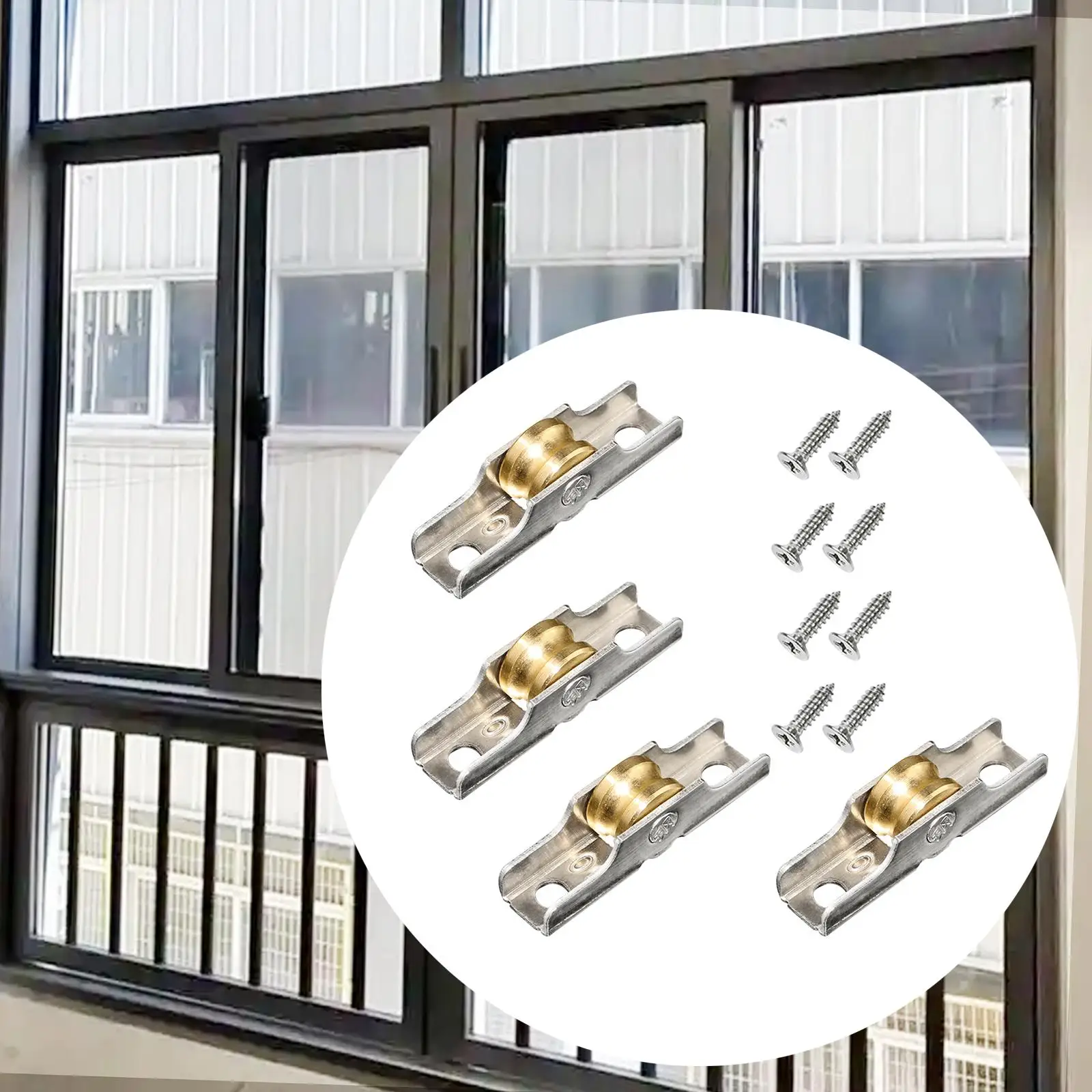 

4 Pieces Sash Pulley Premium Door Window Roller Replacement Efficient Easy Installation Sliding Door Roller Stainless Steel