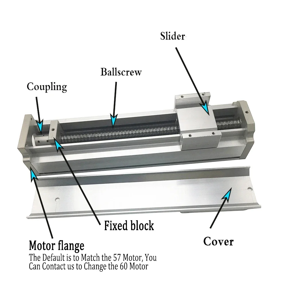 Imagem -02 - Módulo Totalmente Fechado 80 mm Largura Cnc Capa de Poeira Mesa Deslizante Estágio 100600 mm Curso para Nema 23 Stepper Moto60 Servo Motor