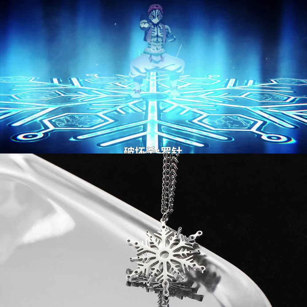 Anime Demon Slayer Akaza Symbol Necklace Titanium Steel Pendant Jewelry Trend Anime Accessories Cosplay Couple Gift for Men Wome