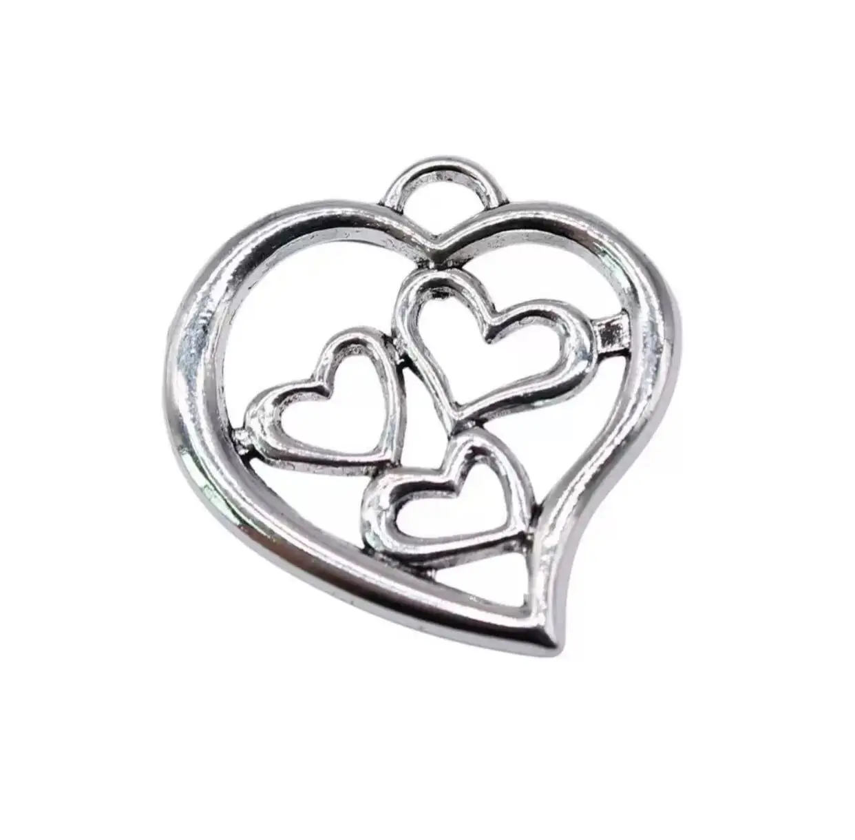 

25pcs 20mm Hollow heart with heart design charms for DIY jewelry Zinc Alloy Metal HW2740