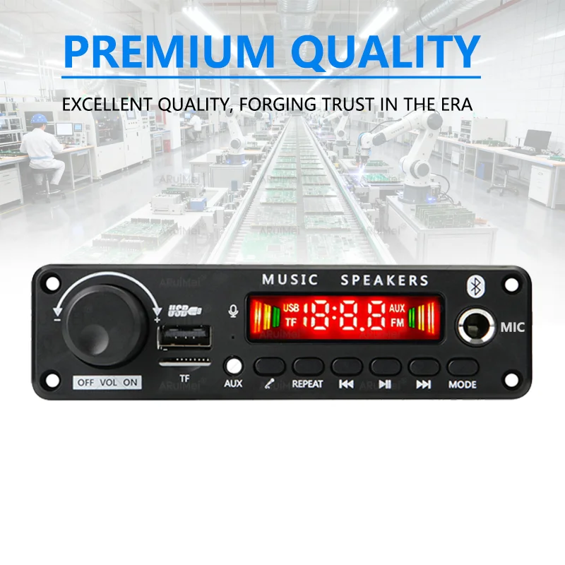 200W Bluetooth 5.0 Amplifier Board 2x100W Stereo Audio Power Amp USB TF FM AUX Mic Karaoke DC 8V-26V Car Home DIY Speaker image 5