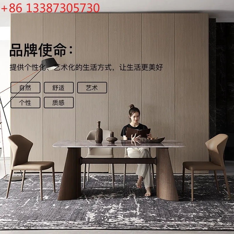 Color crystal stone dining table household rectangular modern simple dining table