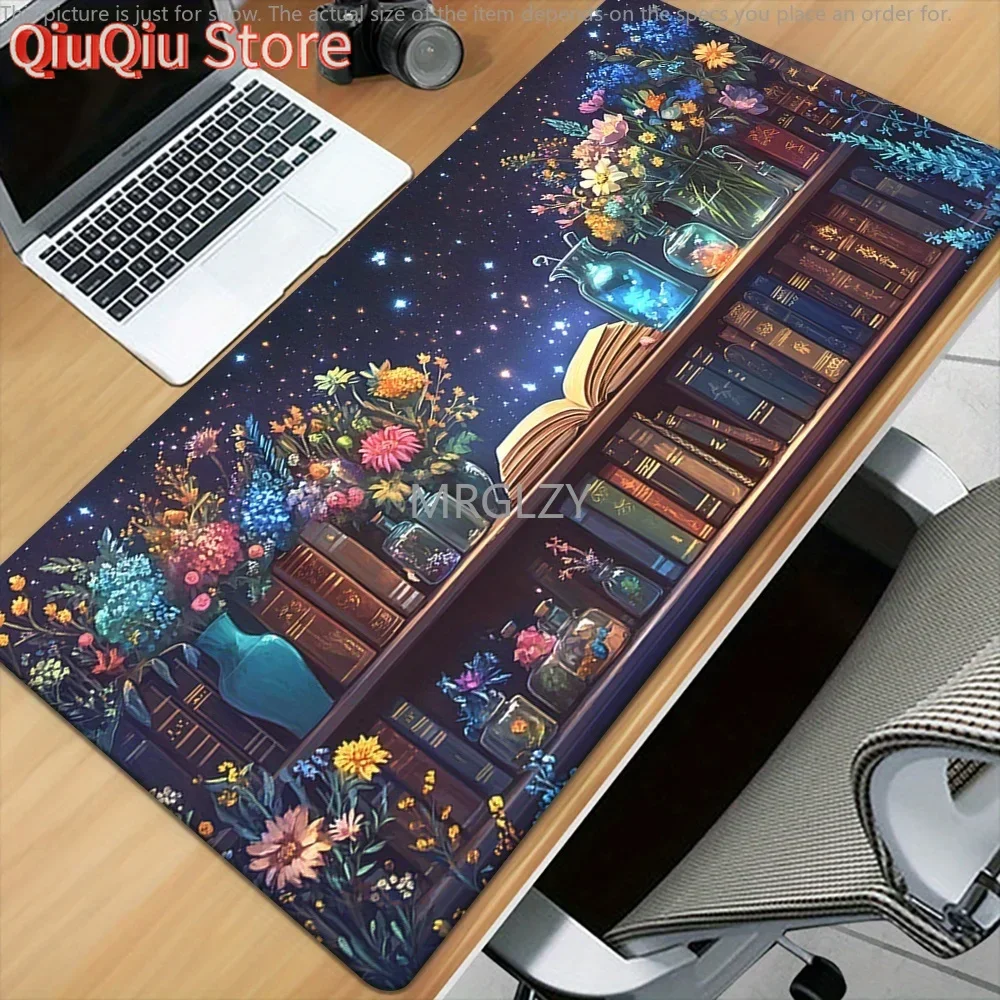 

Retro Magic Bookshelf Design Mouse Pad Large Rubber Anti-slip Desk Accessories Mousepad for Offices and Gamer Keyboard Decor Mat