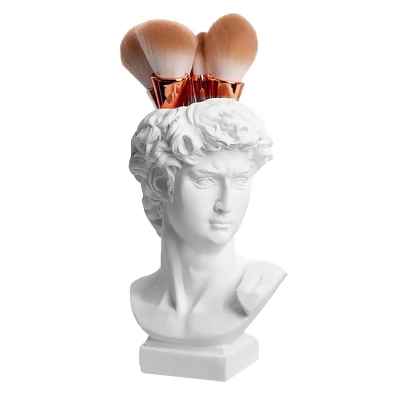 David Statue Flower Vase David Head Portraits Bust Gypsum Statue  Roman Style Statue Planter Makeup Brushes Container Pen Holder