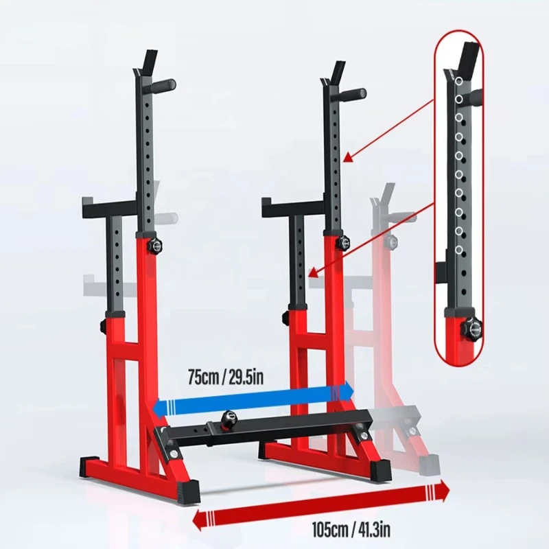 Foldable Adjustable Weight Lifting Squat Rack with Bench Press and Barbell Stand