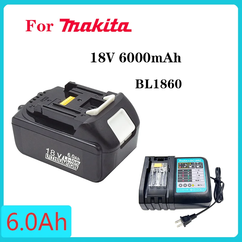 Original 18V 6000mAh Rechargeable Battery  BL1860 With charger for Makita 18V  Battery BL1840 LXT BL1860B BL1850 DHP482 LXT 400