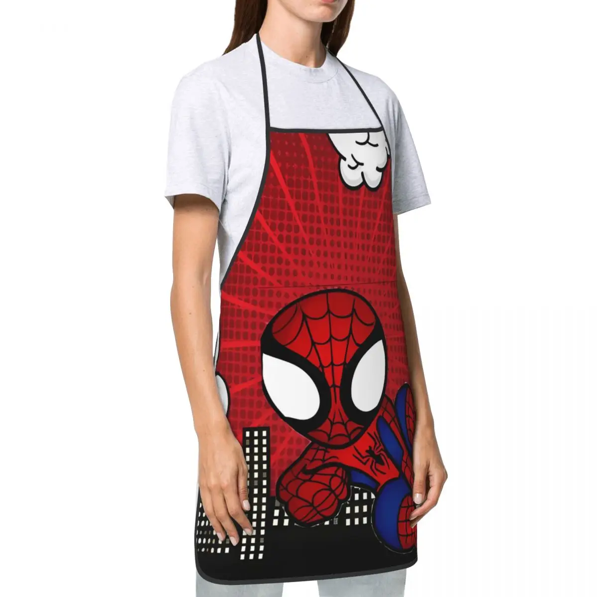 Spider Man Kitchen Cooking Aprons Waterdrop Resistant Adjustable Tie Baking Aprons for Women Men Chef