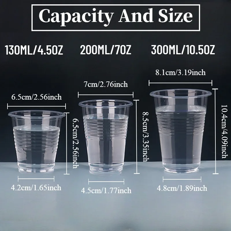 50/100PCS Disposable Clear Plastic Cup Tea Coffee Beverages Daily Use Birthday Party Disposable Plastic Cup High Quality