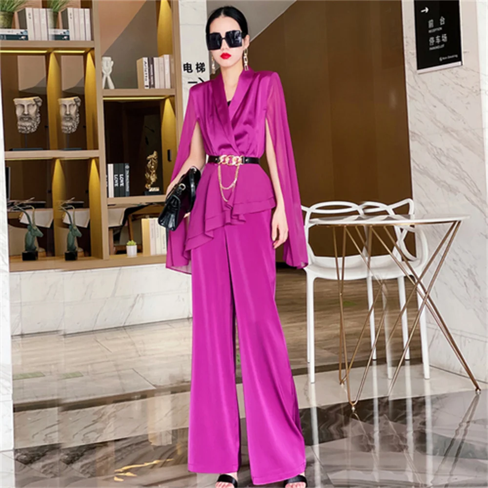 High-Quality Fashion Jacquard Pants Suit 2023 New Spring Women's Light Luxury Socialite Flare Trousers Elegant Two-Piece Set