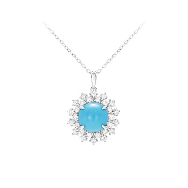 925 silver gold-plated high carbon diamond sleeping beauty blue pine inlaid sunflower necklace