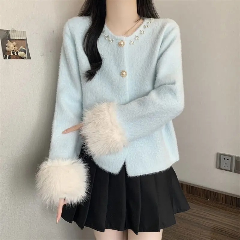 Beautiful Little Top New Style Women's Temperament Raw Ee Knitted Cardigan