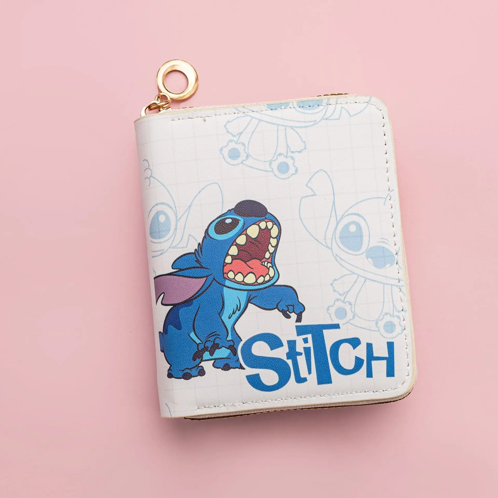 Cartera de Anime Disney Stitch, Mini monedero con cremallera y tarjetero, cremallera en capas, diseño de muñeca de dibujos animados, bolsa de viaje, juguetes, regalos