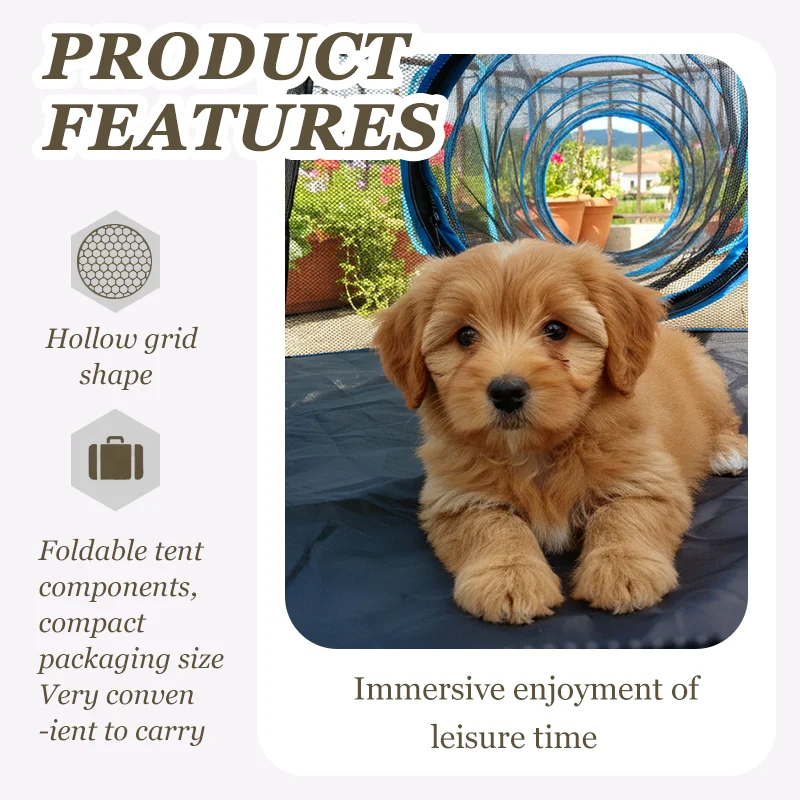 

3-in-1 Portable Mesh Pet Fence Playhouse Multi-Animal Cage with Tunnel Indoor Outdoor Easy Setup for Cats And Small Animals
