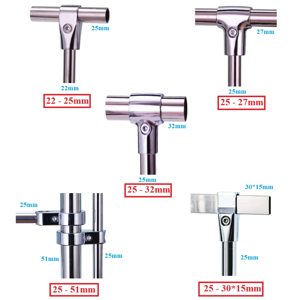 4Pcs Aluminum Different Railing Pipe Joint Clamp Adapter For Display Showcase Stand