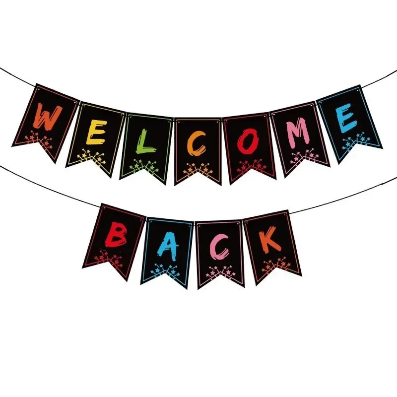 Back To School Season Theme Banner Welcome Back To School Apple Wall Hanging Garland for Classroom Arrangement Decoration