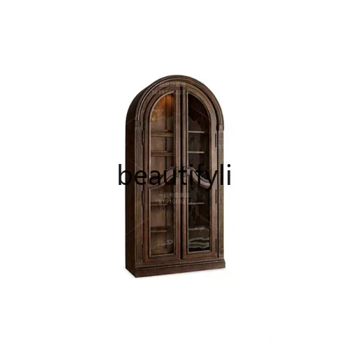 D80 American neoclassical solid wood used bookcase Nordic retro decorative storage storage side cabinet