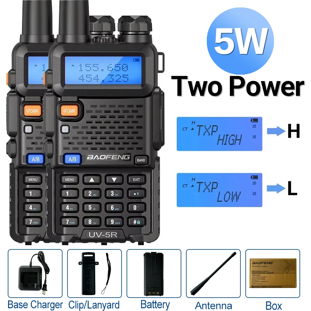 Baofeng 1/2PCS UV 5R 5W 8W Walkie Talkie แบบพกพา CB วิทยุ Dual Band VHF UHF FM Transceiver วิทยุ UV82 S9 K5 Plus