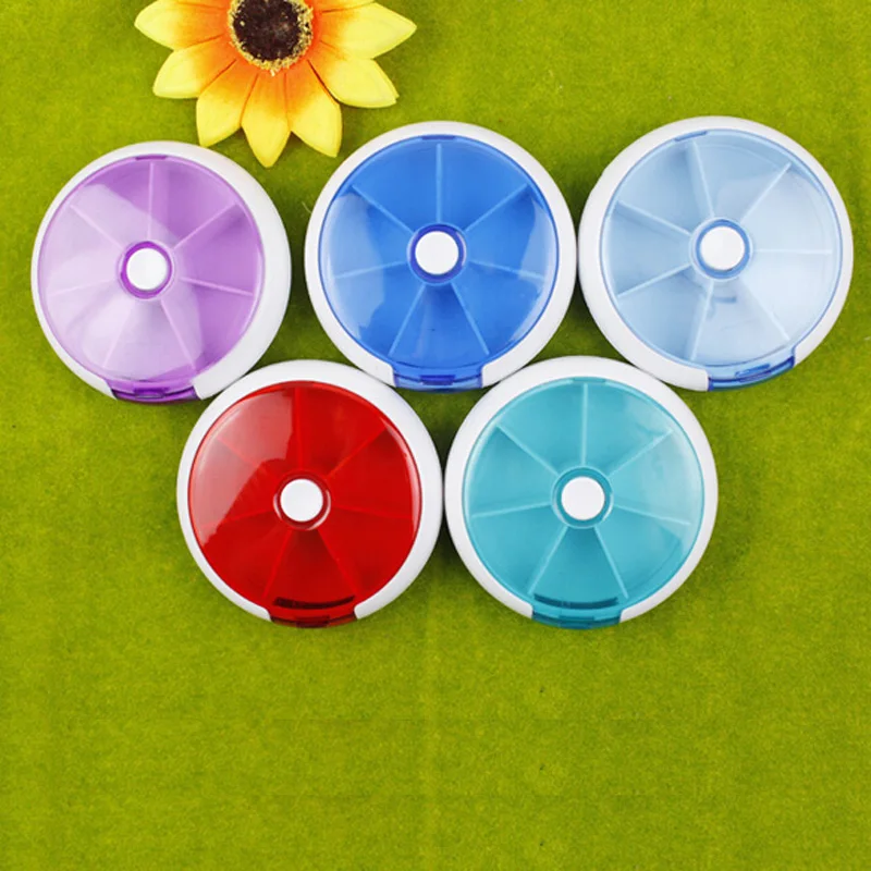 علبة حبوب منع الحمل المحمولة الدوارة المكونة من 7 أقسام حامل دواء