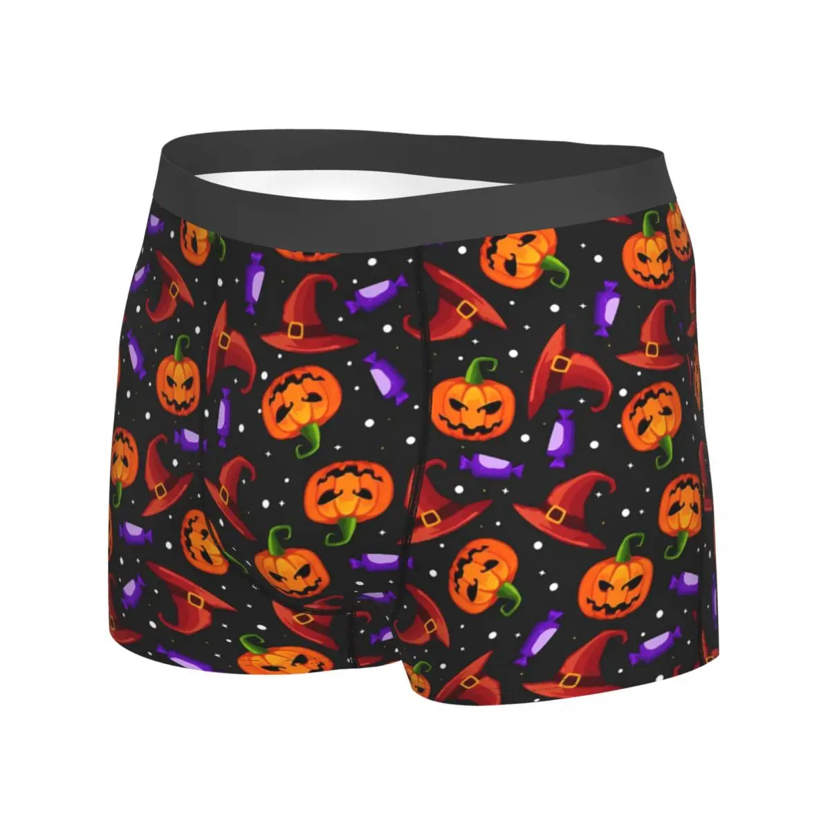 Modern Halloween Underwear Pumpkin Witch Candy Men's Underpants Customs Classic Boxershorts Trenky Boxer Brief Big Size 2XL